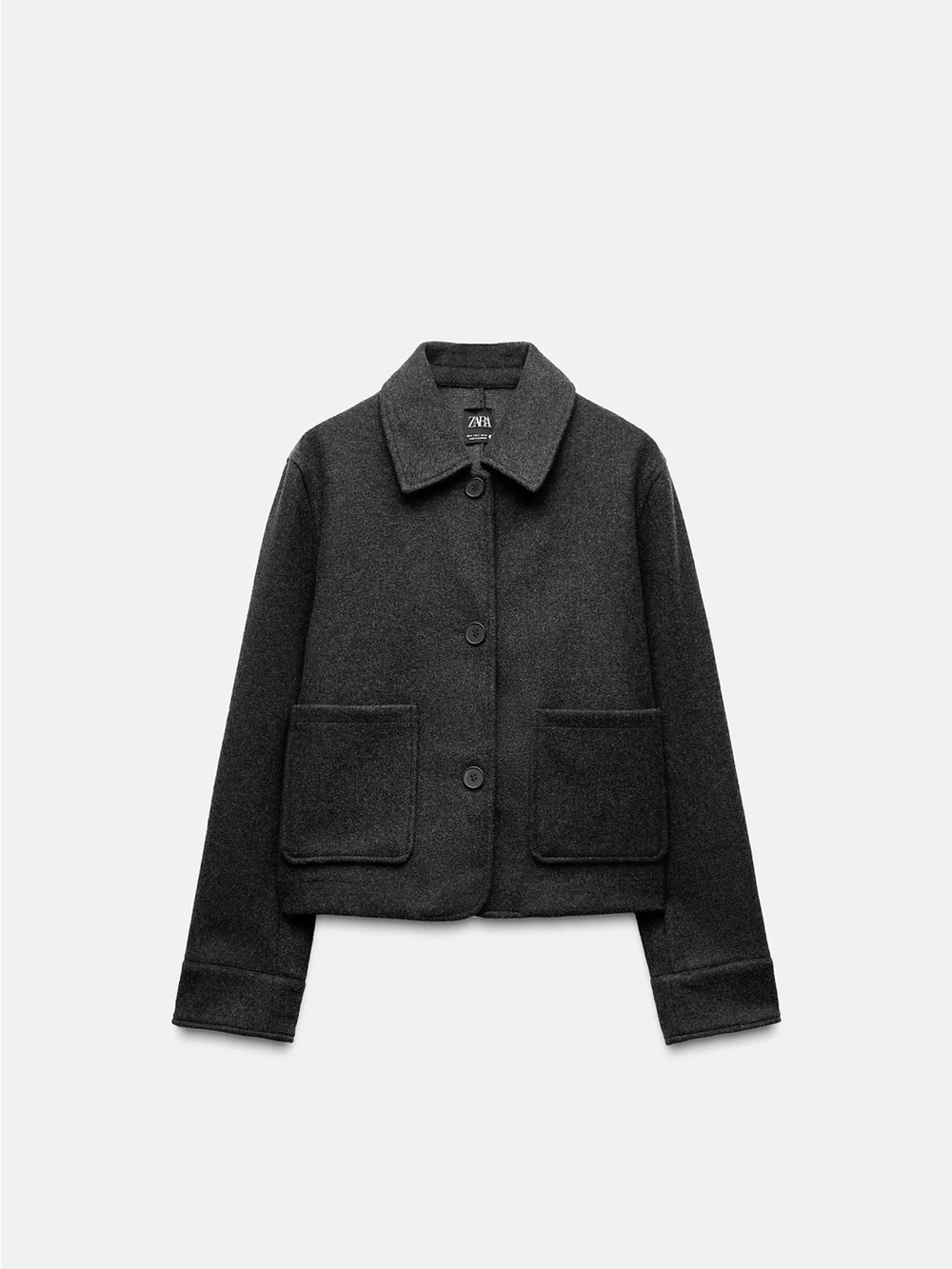 Zara Charcoal Button-Front Pea Coat